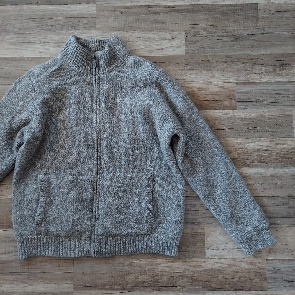 L.L. Bean Lambs Wool Zip Front Sweater Lightweight Jacket Large Item ID 285171
